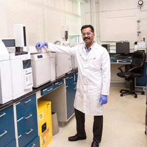 scientist in peptide manufacturing laboratory